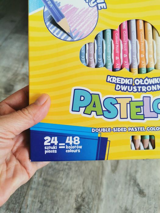 Kredki pastelowe 24 sztuki =48 kolorów Astra nowe