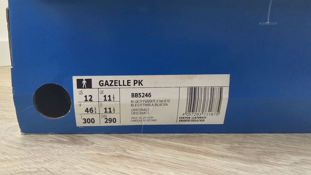 ADIDAS Gazelle Primeknit 46 2/3 Azul/Branco