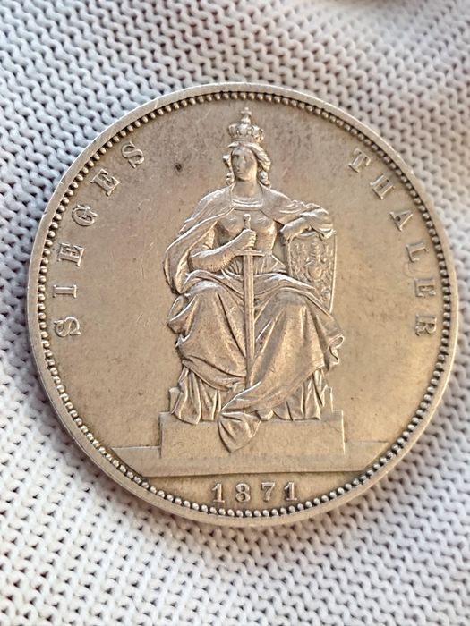 Срібна монета Талер 1871 переможний Прусія
