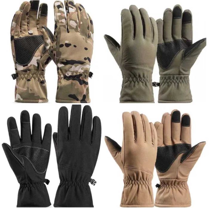 Зимові тактичні рукавиці Softshell олива, мультикам M L XL XXL