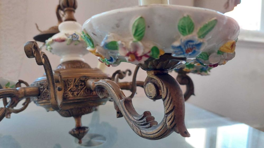 Candeeiro de Teto Vintage Estilo Capodimonte (6 Braços)