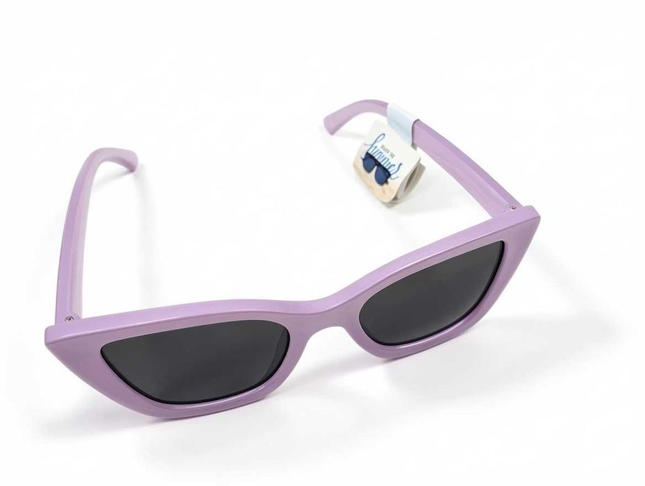 C030 Okulary Przeciwsłoneczne Damskie Cat Eye Kocie Oczy Fioletowe Jasne Stylowe Retro Vintage UV Protection Enjoy The Summer