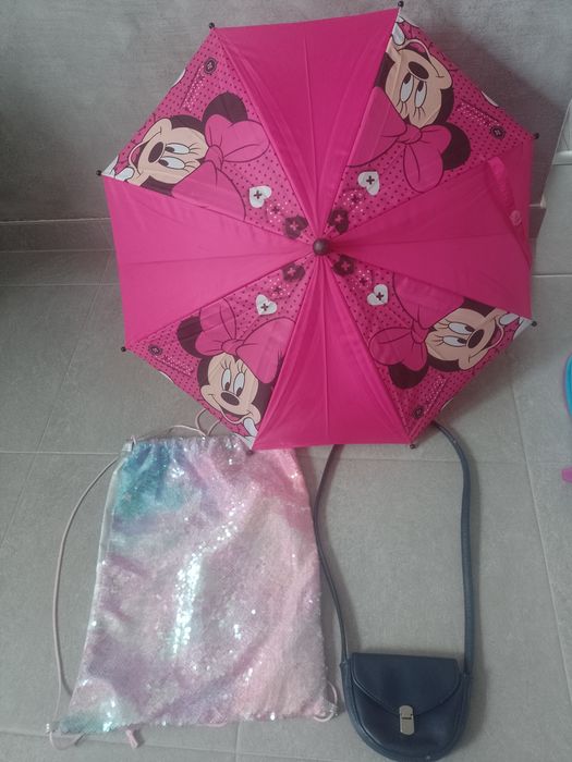 Zestaw dla dziewczynki torebki, plecak, parasolka, worek