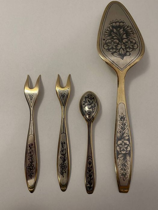 Срібний набір "Северная чернь" 875 проба