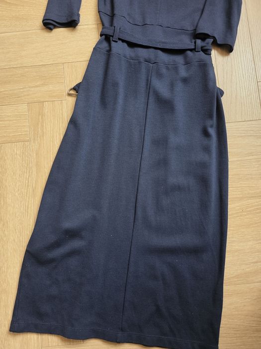 Esprit sukienka granatowa dopasowana biurowa