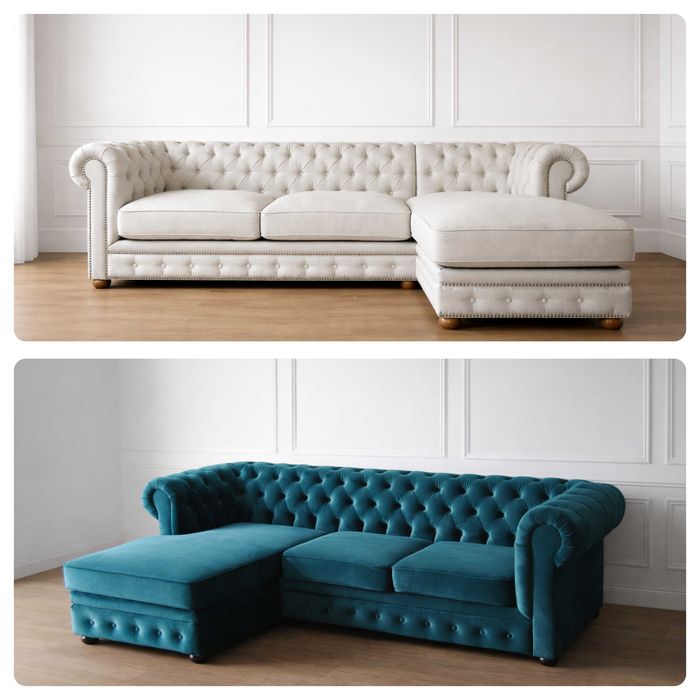 Sofa Pikowana Chesterfield | Glamour Emporia | 3 osobowa | szara
