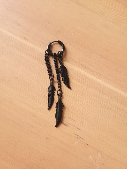 Kolczyki stal szlachetna czarne piękne piórka