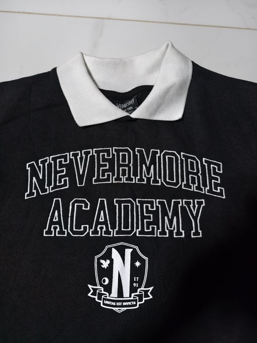 PRIMARK czarna bluza WEDNESDAY Nevermore Academy z kołnierzykiem 146 145