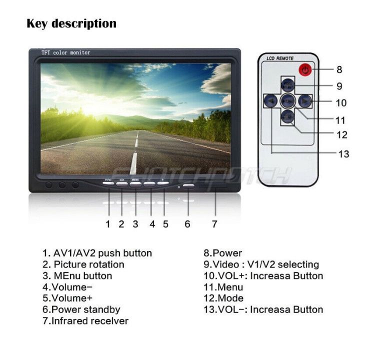Kit monitor 7'', camara 18 leds , cabo 12m ou wireless