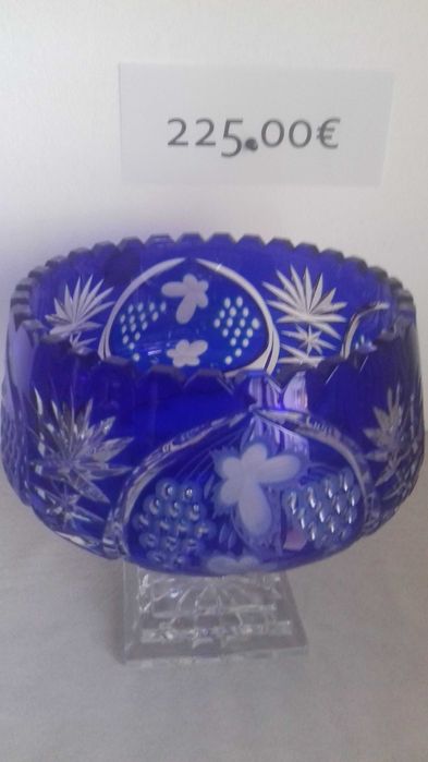 Vaso CRISTAL 38 cm Soprado e Lapidado à Mão, Alta Qualidade