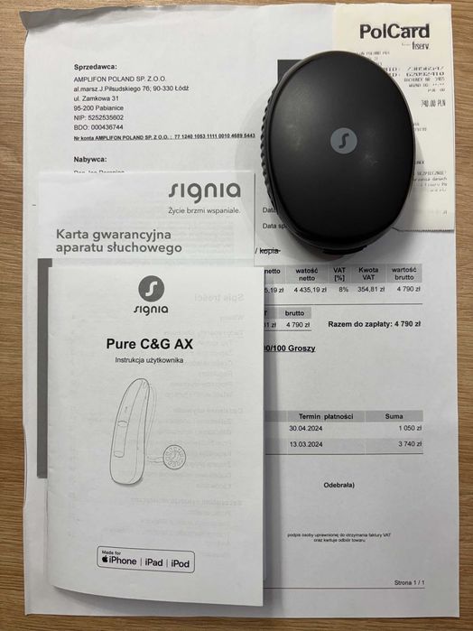 Aparat słuchowy Signia Pure 312 3AX prawe ucho | iPhone | Android