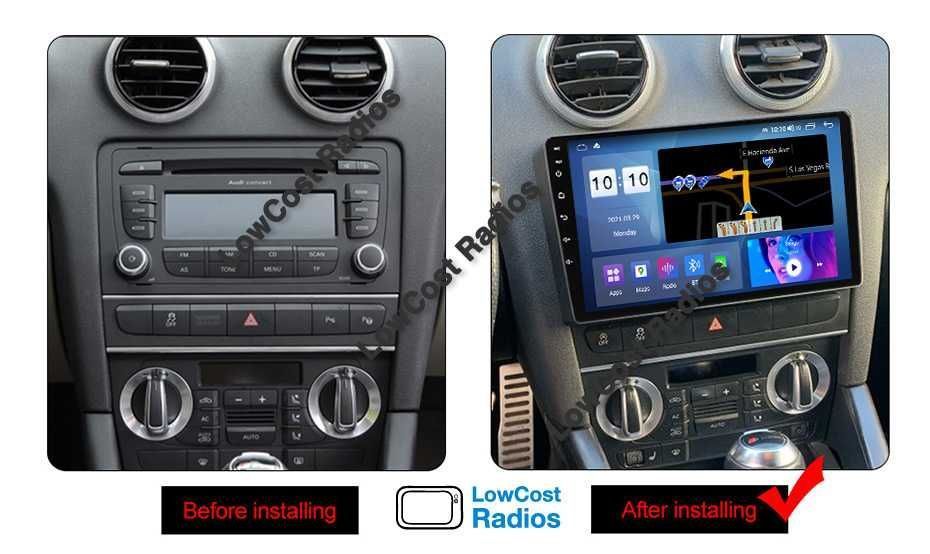 Auto Rádio GPS 9 Poleg. AUDI A3 e A4 | ANDROID Bluetooth USB APPS WIFI