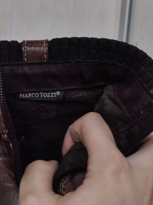 Botki damskie 38 Marco Tozzi kolor brązowy wykonane z ekoskóry o gładk