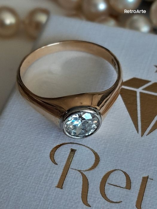 R.15 Antyk Sygnet Pierścionek 0.85ct Diament stary WYCENA