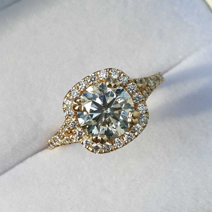 Pierścionek z diamentem brylant 1,5 Karata H Si2 HRD 3x Excellent