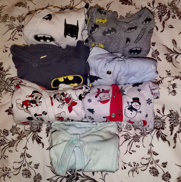 Zestaw 7szt.  paczka pajacyki piżamki 74 Batman