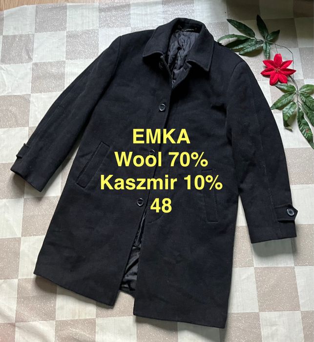 Emka płaszcz wełniany z kaszmirem 48 luksusowy