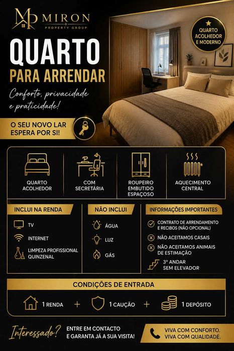 Quarto Mobilado para Arrendar na Buraca | 5 Min. das Portas de Benfica