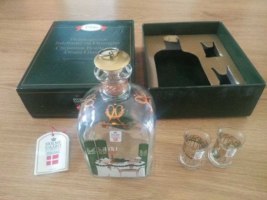 Holmegaard Christmas 1996 - Garrafa e 2 copos de licor