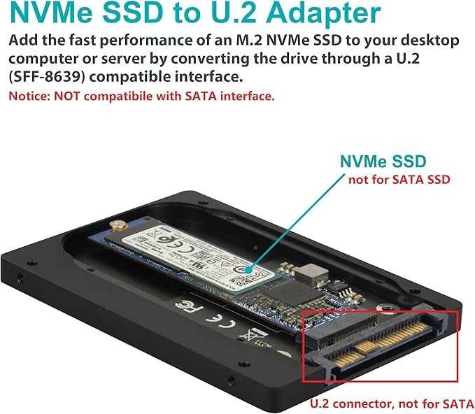 ADWITS Obudowa dysku U.2 na NVMe SSD, U.2