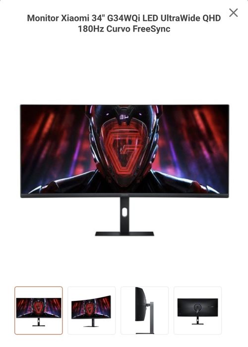 Monitor  Xiaomi 34"  180Hz Curvo FreeSync