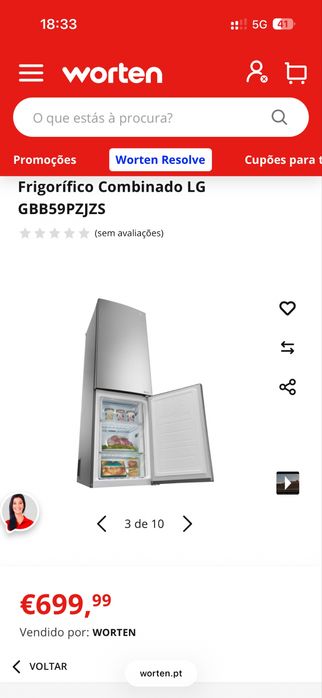 Frigorífico LG 318L - Combi No Frost