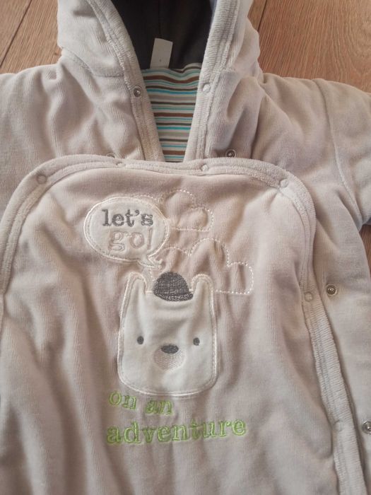 Kombinezon pajac wiosna miś ciepły 62 welur