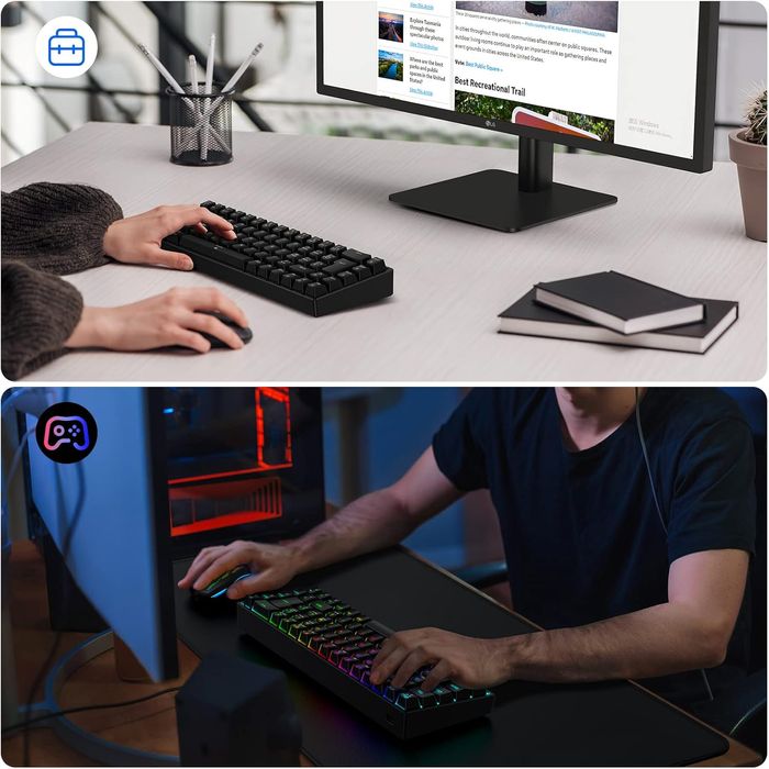 Klawiatura mechaniczna TECURS AZERTY bezprzewodowa RGB TKL