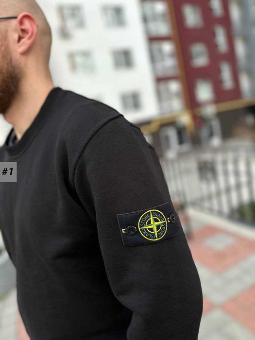 XS S M L XL / Толстовка Черная Стон Айленд / Stone Island Свитшот Стон