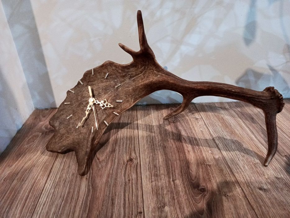 Zegar z łopaty daniela, prezent dla miłośnika lasu, poroża