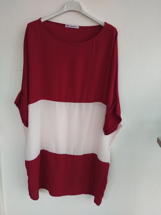 Túnica / vestido vermelho e branco - Tamanho único