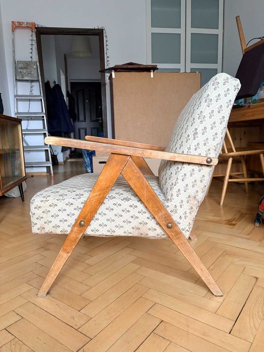 Fotel vintage prl duży i wygodny