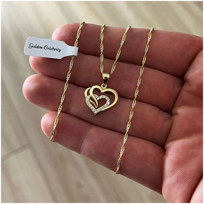 Piękny Złoty Naszyjnik Serce Serduszko Pr. 925/585 Prezent Dla Dziewcz