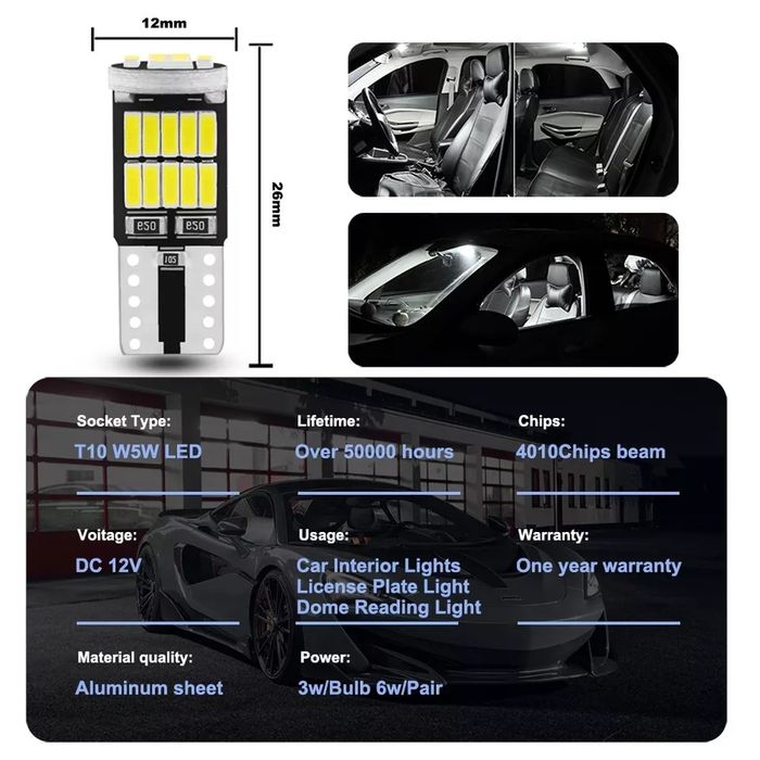 Lâmpada led F10 w5w 6000k