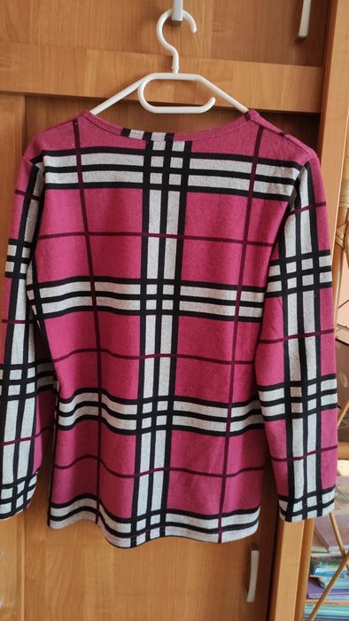 Sweter damski różowy w kratę L/XL