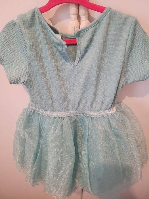 H&M miętowa sukienka z tiulem 98/104