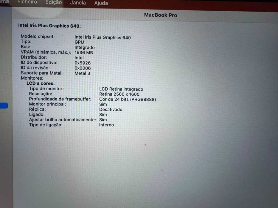 MacBook Pro 13” 2017 – Intel Core i5 – 8GB RAM – SSD 128GB