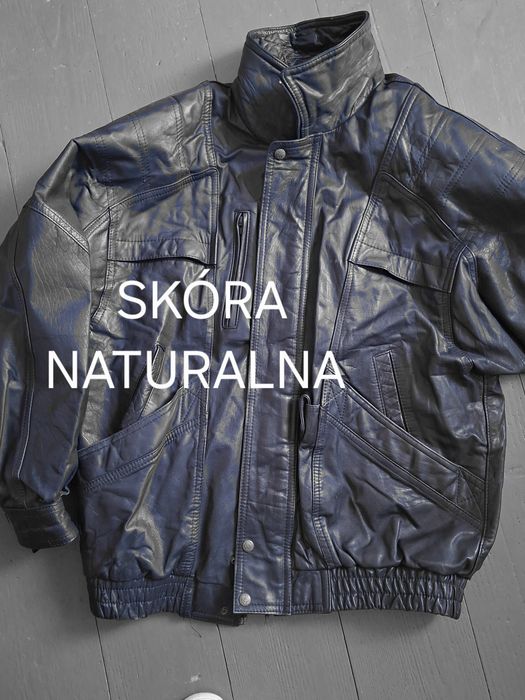 Vintage kurtka męska skórzana - prawdziwa skóra naturalna