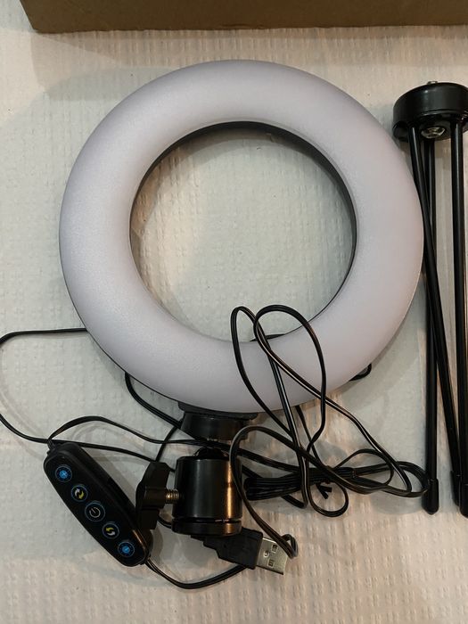 LED Selfie Ring Light, 16cm, 6 ", Carga USB, Regulável, Lâmpada