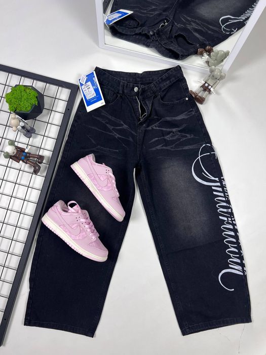 ‼️ЗНИЖКА‼️Jeans rap baggy/ Чорні штани з принтом/ Бегги/ pants/ рап