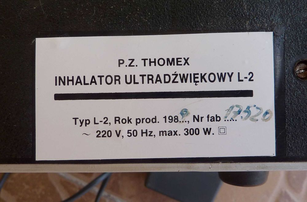inhalator ultradźwiękowy THOMEX L-2 - 230V / 50 Hz / 300 W - 1989r.