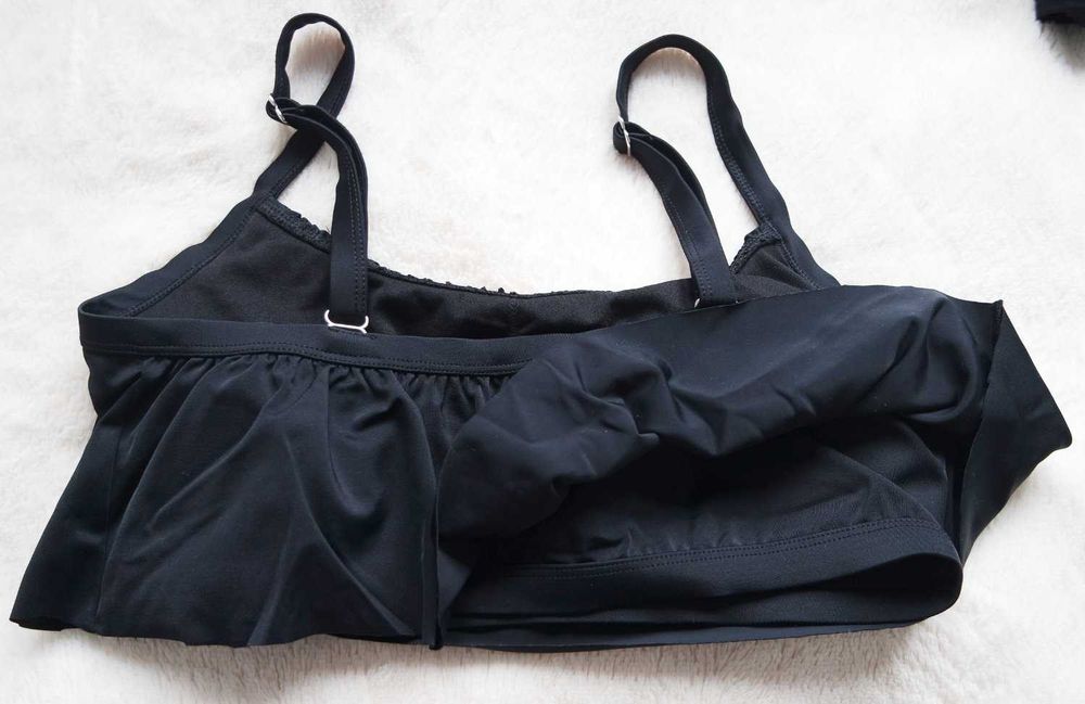 Strój kąpielowy dwuczęściowy bonprix NOWY 42 czarny falbana bikini