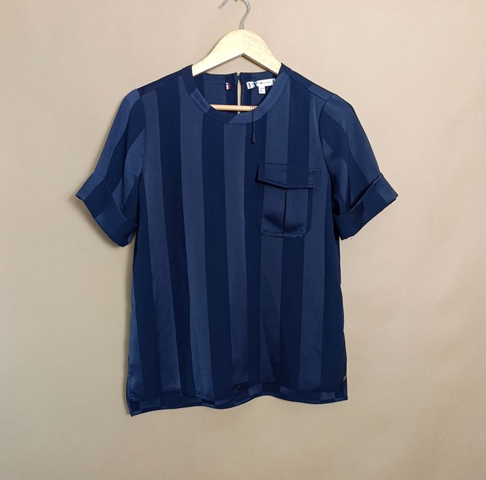 tommy hilfiger bluzka w paski damska xs s oversize poliester lux chic