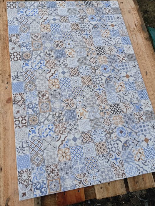 Настенная Глянцевая Синяя Плитка на Фартук Деко 30х 60 см