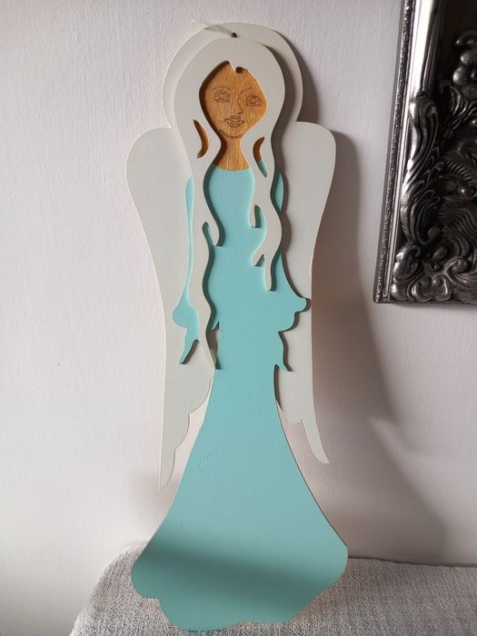 Drewniany anioł do zawieszenia Duży