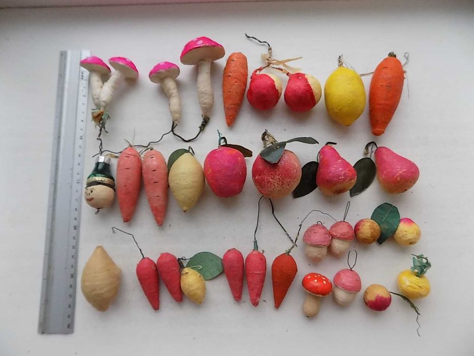 Елочные игрушки вата (папье-маше)