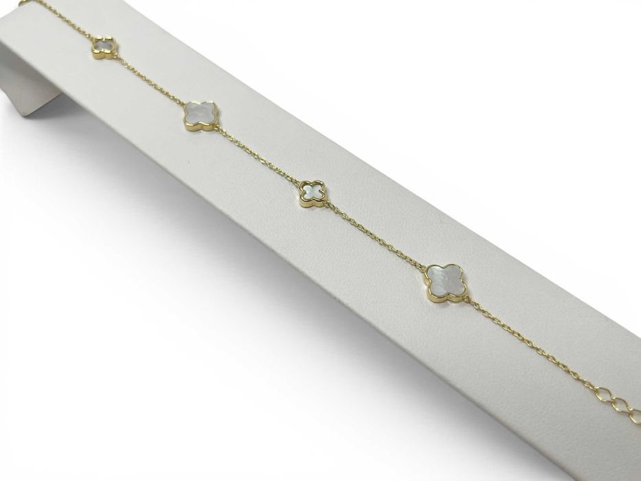 Śliczna, złota bransoletka-koniczynki | p.585 | 17-19cm