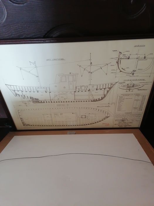 Quadro horta e Costa e mais dois de planos geométricos de navios