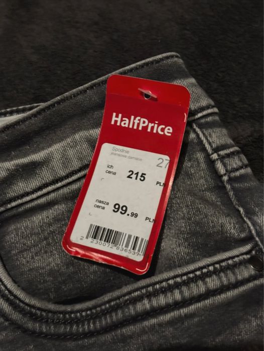 nowe szare jeansy z metką