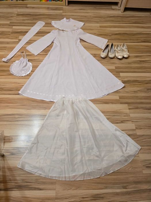 Sukienka Komunijna Asga Kołnierzyk Pas Torebka Halka Buty Ładna Komuni